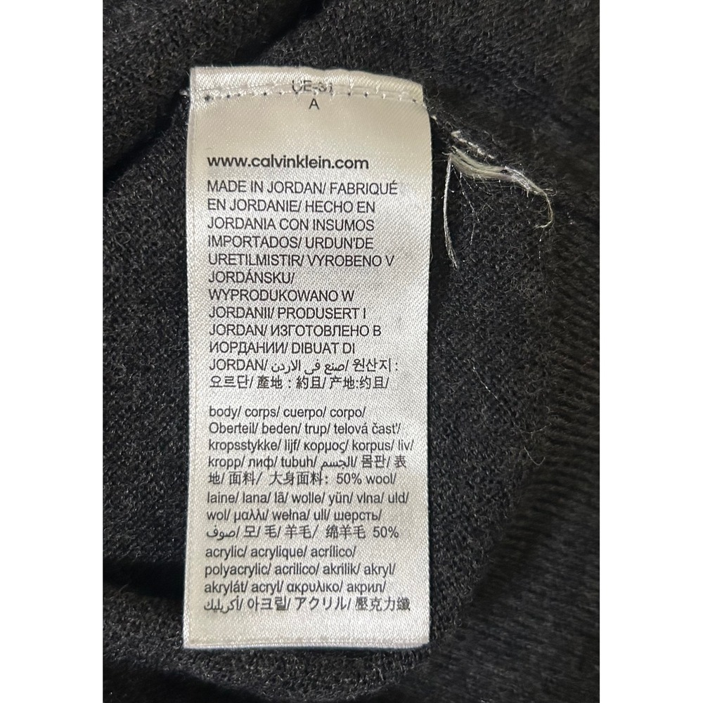 Calvin Klein Sweater Mens XXL Charcoal Gray Wool Blend Crew Neck Pullover Knit - Picture 7 of 9
